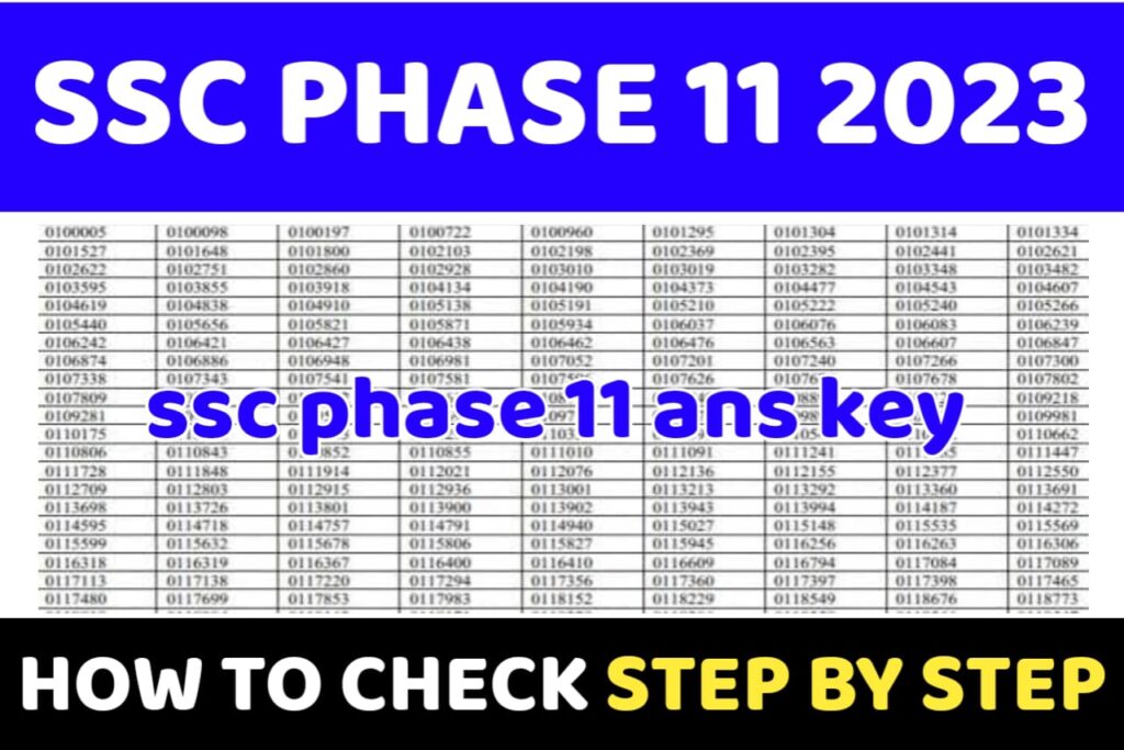 Ssc Selection Post Phase 11 Answer Key 2023