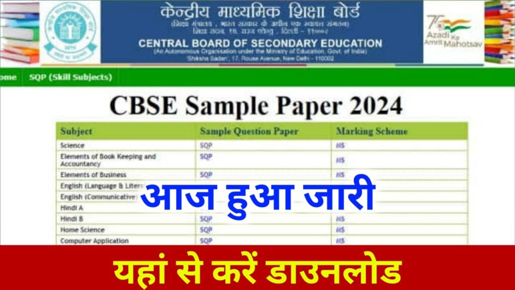 CBSE 12th Sample Papers 2024 Release